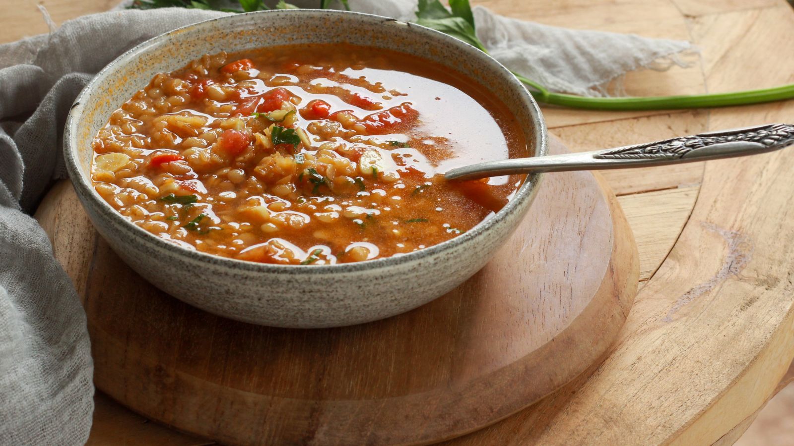 Spicy Roasted Red Pepper, Tomato and Lentil Soup Image of a bowl of Spicy Roasted Red Pepper, Tomato and Lentil Soup